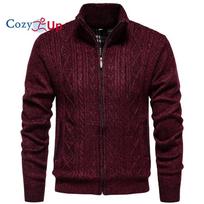 Cozy Up vyriški megztiniai su pilnu užtrauktuku, laisvalaikio megztas megztinis su kišenėmis XXXL raudona