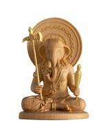 Miniature Buddha Kangiten Single Seated Statue Boxwood Gold Paint Ganesha Buddha Statue Figure Wood Carving Ornament Kangiten ZA 5.8cm (Wooden brown