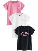 Superdry & Co Marškinėliai rožių spalva / juoda / balta