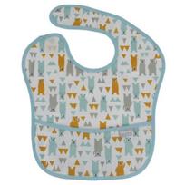 Baby&I round baby food waterproof bib, Polar Bear (mint), 1 piece white