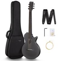 Enya Nova Go Acoustic Guitar Carbon Mini Guitar Beginner apima gitaros dėklą ir gitaros dirželių rinkinį, (Juoda) juoda