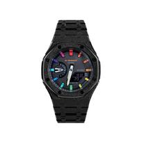 CASIO Unisex Skystųjų kristalų, Analoginis dvigubo ekrano serija 48,5 mm Juodas laikrodis GA-2100SU-1A(Watch8--) Regular Watch Box black