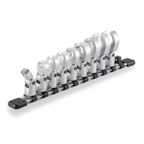 TONE Flex Crowfoot Wrench Set Includes 9 Pieces (with Holder), HSCF309F, 9.5mm (3/8 ) Drive, gray