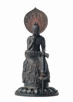 Miniatiūrinė tapyta Bodhisatvos statulėlė Budistinė medinė Budos statulėlė Pasaulio Bodhisatva Buda, Šiuolaikinė pusiau lotoso poza (Medinis buksmedis) - Statuja,