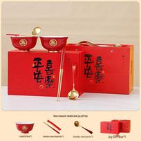 Cartoon Enamel Longevity Bowls Gift Set red
