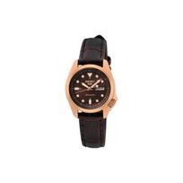 Seiko 5 Series 100 M Waterproof Automatic Mechanical Movement Leather Strap Watch Women watches Brown SRE006K1 Brown Watch Dial beige