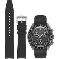 20 mm laikrodžio apyrankės silikoninis dirželis skirtas Omega X Swatch MoonSwatch laikrodžio dirželis Omega ir Swatch apyrankės guminė juostelė, skirta Omega Speedmaster Seiko SEIKO 20 mm juoda