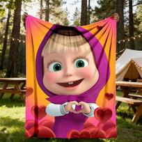 1pc Masha Heart Outdoor Blanket Lightweight Flannel, Soft & Warm, All-Season Use for Sofa, Outdoor, Camping, Living Room, Office069 150cmx200cm