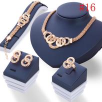 Fashion Crystal Faux Pearl Color Earring Necklace Rhinestone Set Women Bridal Wedding Jewelry Gifts Style 15 gray