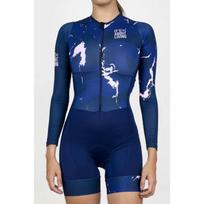 Womens Triathlon Suit Short Sleeve Cycling Jersey Compression Fit Road MTB Running Sports M blue