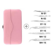 NAGARAKU Blakstienų priauginimo pincetų rinkinys, Didelio tikslumo nerūdijančio plieno, Volume Fan pincetas, 6 pincetų rinkinys, 1 vnt pink