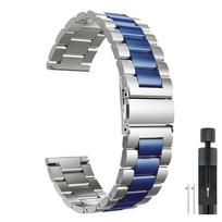 20mm 22mm nerūdijančio plieno apyrankė, skirta Samsung Galaxy Watch 7 6 5 4 5Pro 40/44mm 4/6 Classic 43 47mm metalinė juosta, skirta Huawei GT5 4Pro 22mm gray
