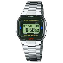 Casio Vintage Digital Watch A163WA-1QES Unisex Stainless Steel Band Classic Square Retro Black Dial Alarm Stopwatch 7-Year Battery (A163WA-1Q) black