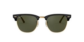 Ray-Ban RB3016 49 CLUBMASTER CLASSIC Akiniai nuo saulės - Juodi / G-15 Žali Stikliniai Lęšiai black