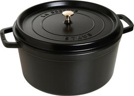 staub Apvalus Cocotte Juodas Didelis Rankų darbo Emaliuotas Puodas Tinka indukcinei kaitlentei Japoniškas Apvalus Cocotte  Pico 34cm  [Autorizuotas Produktas] 40510-307