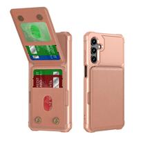 Skirta Samsung Galaxy S25 S24 S23 S22 S21 Ultra Plus FE A56 A36 A26 A55 A35 A54 A34 Piniginės tipo dėklas su kortelių laikiklio lizdu Telefono dėklas Galaxy S24 rožinio aukso spalvos