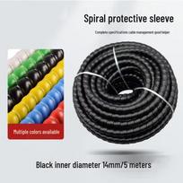 Spiral Cable Protector Sleeve 14mm ID, 5m juoda