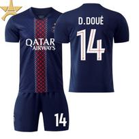 Vaikų futbolo marškinėlių komplektas Nr.10 Messi Nr.14 Dembele Nr.7 Doue Nr.26 Kwara Paris namų komplektas su žvaigždėmis Berniukų sportinė apranga 22#
