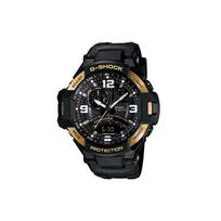 Casio LCD/rodyklės dvigubo ekrano serija G-SHOCK Aviacijos serija Klasikinis rodyklės dvigubo ekrano ciferblatas Sportinis Vandeniui atsparus Kvarcinis mechanizmas Derva GA-1000-9G juoda