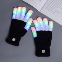 Seven-Color LED Light-Up Halloween Party Gloves black