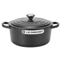 Le Creuset SIGNATURE Signature Apvalus puodas 22cm Apvalus puodas Matinis juodas Juodas Dvi rankenos Puodas Naujas gyvenimas [Le Creuset] [Prekė]