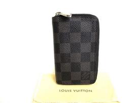 Authentic LOUIS VUITTON Damier Graphite Leather Zippey Coin Purse #9861  Seller refurbished