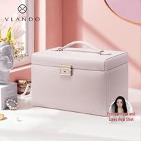 VLANDO prabangi avies grūdėtos odos papuošalų dėžutė white