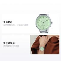 CASIO Waterproof and Elegant Life Quartz Steel Strap Men and Women Same Style Green Dial LTP-VT03D-3B žalia