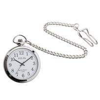 [Clefer] Analoginis kišeninis laikrodis vyrams, Paprastas stilius, Kvarcinis mechanizmas, Sidabrinis, TE-AM153-WTS white