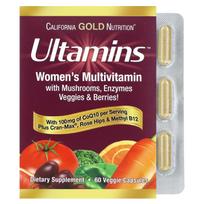 California Gold Nutrition, Ultamins Women's Multivitamin with CoQ10, with Mushrooms, Enzymes, Vegetables, and Berries, 60 Veggie Capsules