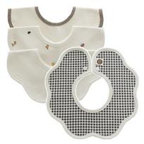 Bunny Blossom rolling bib 4-piece set, charcoal brown squirrel, 1 set beige