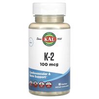 KAL, K-2, 100mcg, 60 vegetariškų kapsulių