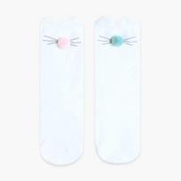 Hobby Baby Club Baby Cat Pom Pom Knee Kojinės 2 dalių rinkinys, Korėjos prekės kūdikiams white