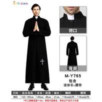 Helovino kostiumas Suaugęs vyras Misionierius Kunigas Marija Kunigo sesuo Kostiumas Kryžius average size (M) black