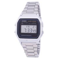 „Casio“ skaitmeninis nerūdijančio plieno kasdienis žadintuvas A158WA-1DF A158WA-1 vyriškas laikrodis juoda