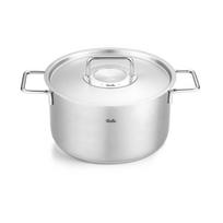 Fissler Puodas 24cm Pure Collection Troškintuvas su nerūdijančio plieno dangčiu Tinka dujinėms viryklėms Pagaminta Vokietijoje Japoniškas sidabras Dvi rankenos Ugnis/IH [Autorizuotas] sidabras