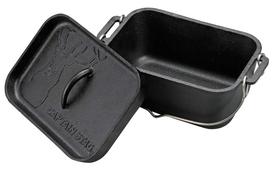 Captain Stag Dutch Oven Cast Iron Square Dutch Oven Width 270 x Depth 170 x Height 120mm Full Water Capacity No Seasoning Required (CAPTAIN STAG) 2.3L juoda