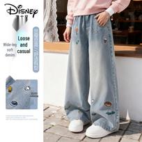 Disney Girls' Stylish Wide-Leg Denim Trousers 170 gray