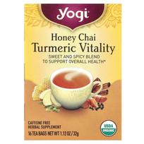 Yogi Tea Turmeric Vitality Honey Chai Tea Bags, 16 Count, 32g (1.12oz) yellow