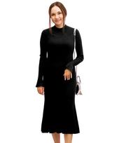 Kobe Lettuce Collaboration with Kanzaki Meri Mermaid Knit Long Dress Size High Black - - Dress, Women's [E3300], M, Neck, black
