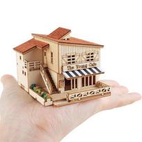 Pusryčių mini kavinės namelio surinkimo rinkinys Korėja 3D dėlionė beige