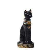 Katės statulos ornamentas Egipto katės statulėlės statulos dekoravimas Vintažinės katės deivės statulėlės namų sodas mini gyvūno ornamentas juoda