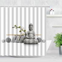 Zen Green bambuko Budos dušo užuolaidos peizažas vandens žvakių akmuo Lotu augalų sodas peizažas vandeniui atsparus vonios užuolaidos ekranas 150x180cm