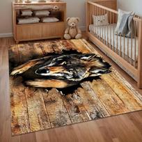 Kaimiško medžio 3D vilko iliuzijos kilimas svetainei, miegamajam, drąsus laukinės gamtos, ekologiškas namų dekoras, neslystantis, skalbiamas grindų kilimėlis 50X80cm black
