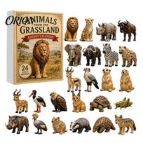 Holiday Box Gifts Animals Advent Calendar 2026, 24-Day Christmas Countdown with 24 Pcs 2D Retro Style Gift Acrylic Wild Animal Pendants, for A