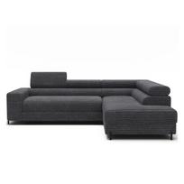 Tamsiai pilkos spalvos kampinė sofa iš kordinio velveto (su dešiniuoju kampu/„L“ formos) Colesio – ELTAP