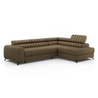 Šviesiai rudos spalvos kampinė sofa iš velveto (su dešiniuoju kampu/„L“ formos) Kanedo – ELTAP