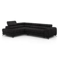 Tamsiai pilkos spalvos kampinė sofa iš velveto (su kairiuoju kampu/„L“ formos) Kanedo – ELTAP