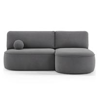 Pilkos spalvos sulankstoma/su sandėliavimo vieta kampinė sofa iš velveto (su dešiniuoju kampu/su gultu) Livosa – ELTAP