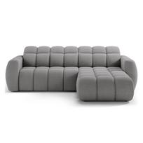 Pilkos spalvos kampinė sofa iš boucle (su dešiniuoju kampu/su gultu) Fanito – ELTAP